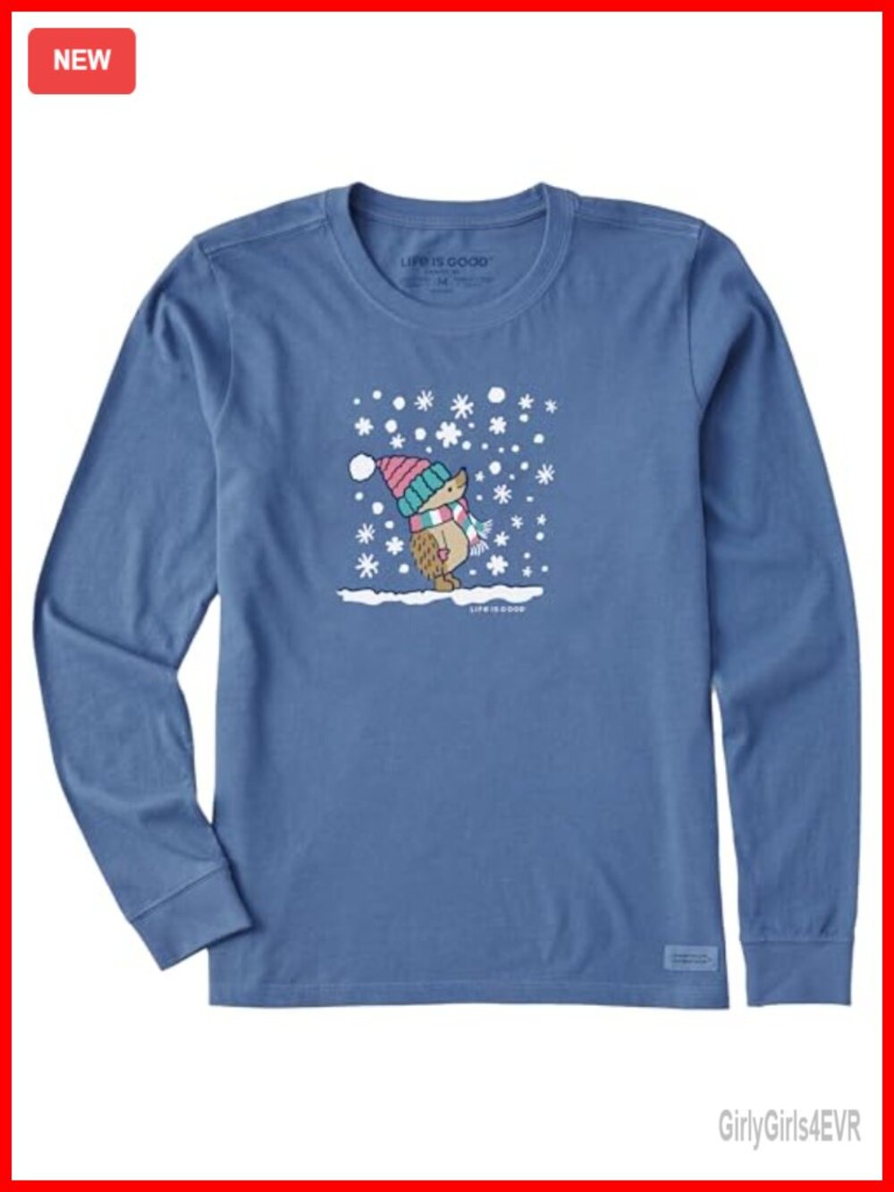Life is Good Women's Long Sleeve Cotton Graphic Tee Cozy Hedgehog